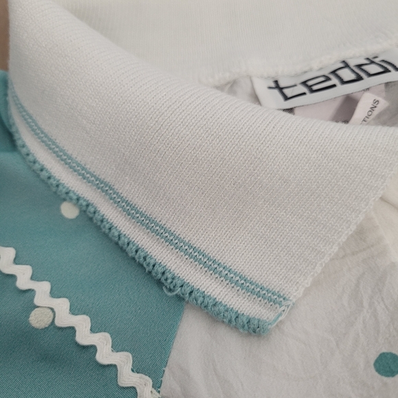 Vintage 80's green and white 2 piece summer outfit size large - Picture 4 of 12